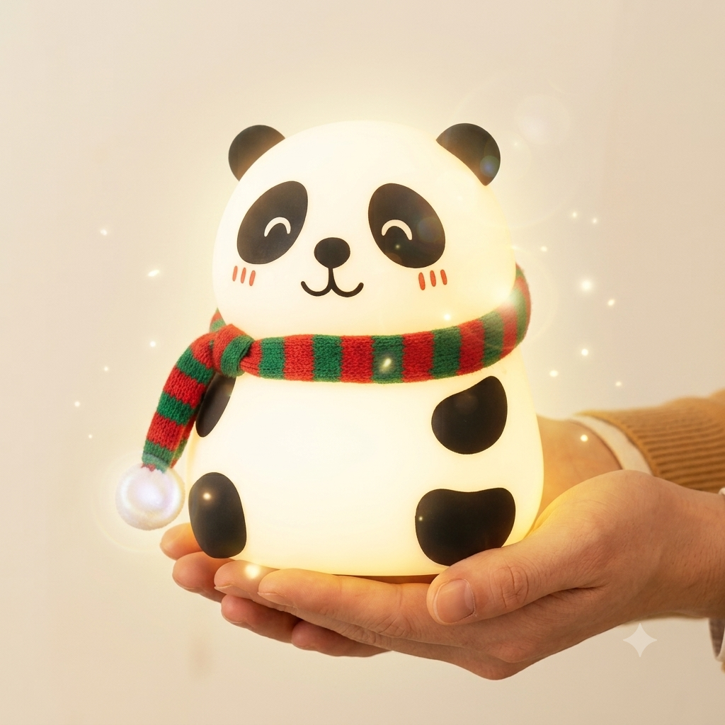 Adorable Panda Silicone Night Light with 7 Color Changing Mode USB Rechargeable Bedside Lamp