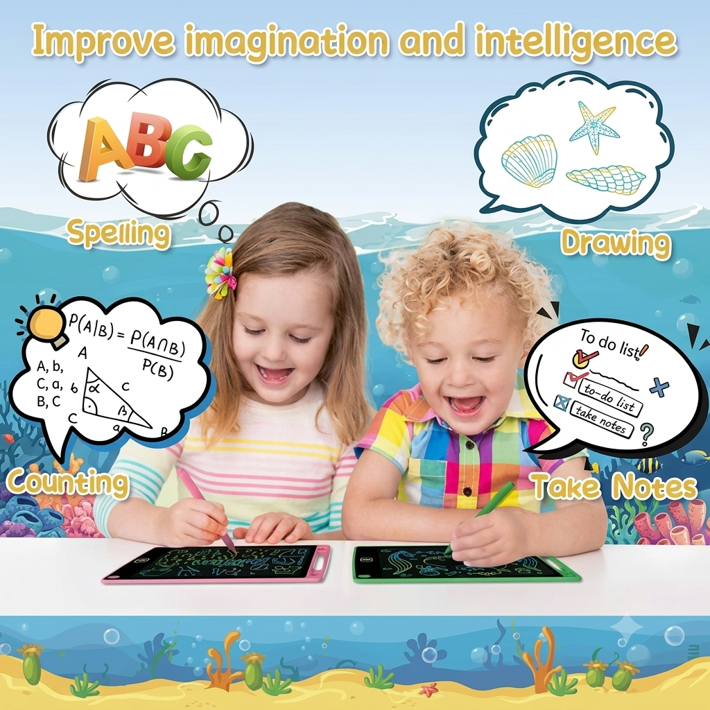 Kids LCD Writing Tablet – 8.5" Portable Drawing Pad| 1+1 FREE