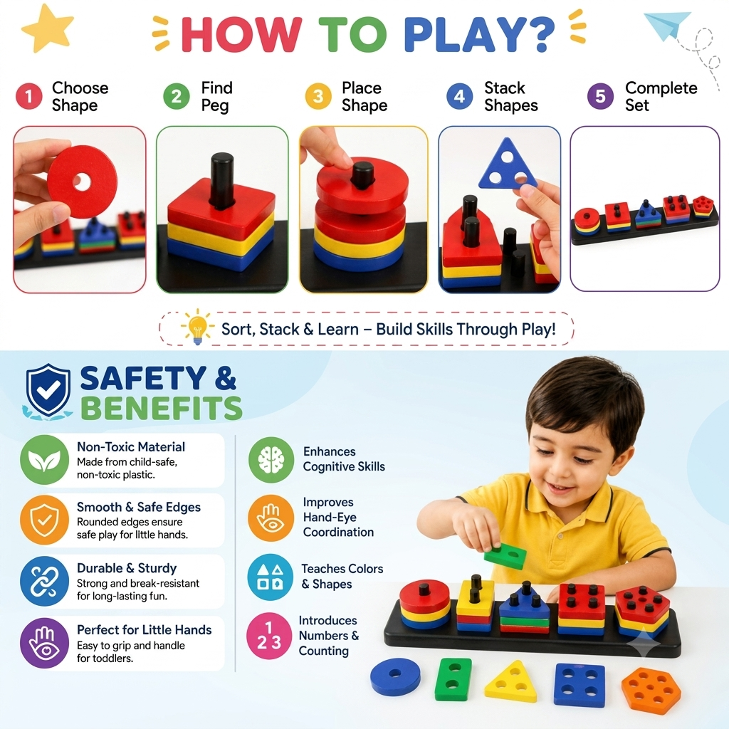 Educational Shape Sorter Board for Kids | Brain Development Learning Toy