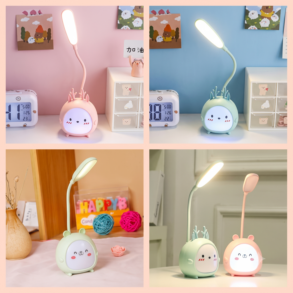 Cute Kids Desk Lamp Rechargeable LED Cartoon Teddy Bear Table lamp