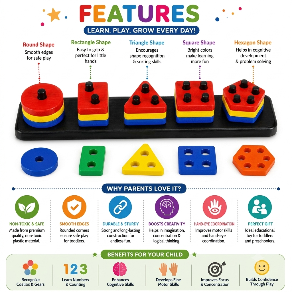 Educational Shape Sorter Board for Kids | Brain Development Learning Toy